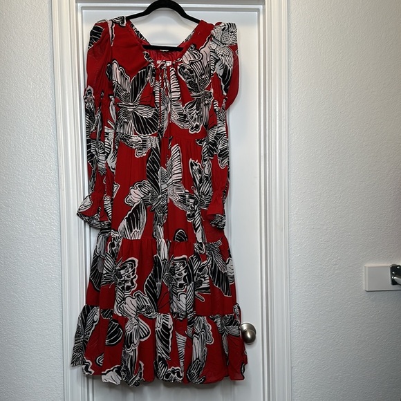 Women’s Autumn Adeigbo Fleur Butterfly red Dress Sz 6 Free People look - Picture 3 of 16
